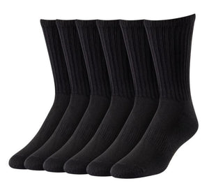 Blue Mountain PL-SCM-1046-10-GRY Men's Cushioned Crew Socks Black Large 6-Pair