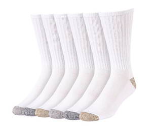 Blue PL-SCM-1046-10-GRY Men's Cushioned Crew Socks, 6 Pair, White/Khaki Tan, XL