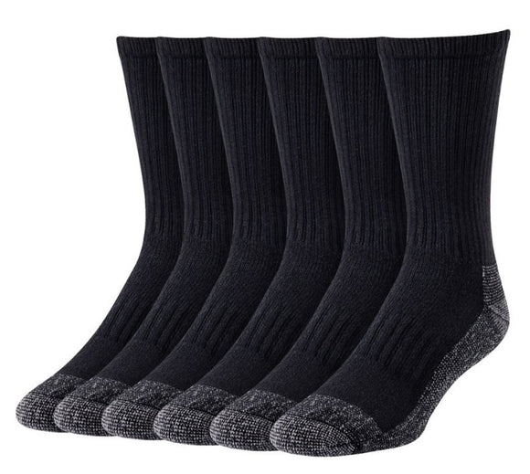 Blue Mountain Men's Cushioned Steel-Toe Crew Socks Large Black 6-Pair