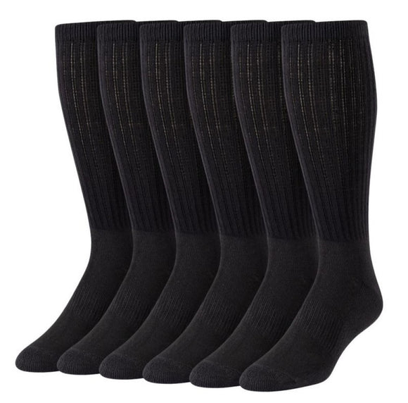 Blue Mountain PL-SCM-6370-10-GRY Men's Cushioned Over-the-Calf Socks Black 6Pair