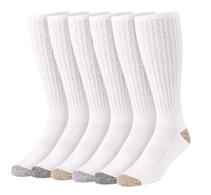 Blue Mountain PL-SCM-6371-13-WHT Men's Cushioned Over-the-Calf Socks, 6 Pair, XL