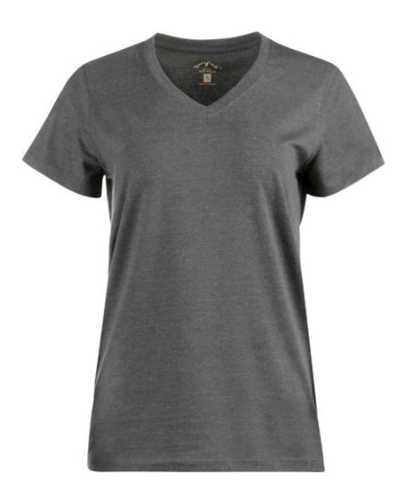 Blue Mountain YKL-9072 Women's Short-Sleeve V-Neck T-Shirt Large Heather Gray