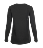 Blue Mountain YLK-1071 Women's Solid Long Sleeve Scoop Neck T-Shirt, Black,Large