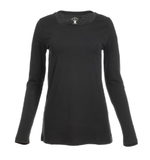 Blue Mountain YLK-1071 Women's Solid Long Sleeve Scoop Neck T-Shirt, Black,Large