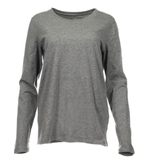 Blue YLK-1071 Women's Solid Long Sleeve Scoop Neck T-Shirt, Gray Heather, XL