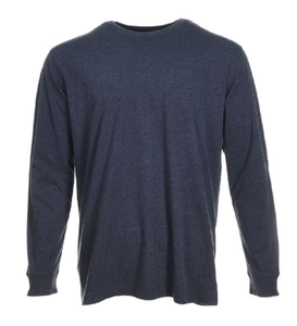 Blue Mountain YMK-1072 Men's Jersey Crew Long Sleeve Tee, Navy Heather, 2X