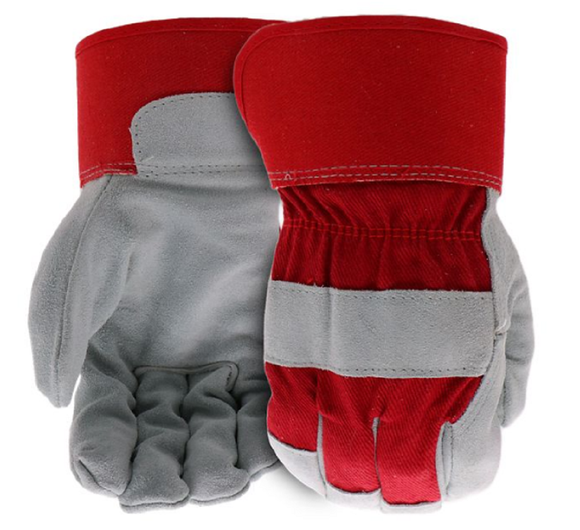 Boss B71011-XL Guard Split Cowhide Leather Palm Work Gloves, 1 Pair, Red/Gray,XL