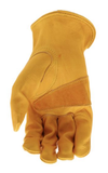 Boss B81001 Cowhide Leather Driver Work Gloves, Yellow, Large