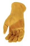 Boss B81001 Cowhide Leather Driver Work Gloves, Yellow, Large