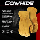 Boss B81001-XL Men's Cowhide Leather Driver Work Gloves, XL, 1-Pair