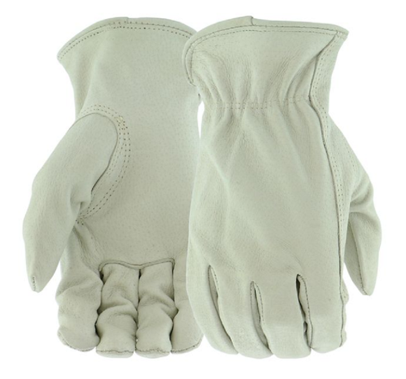 Boss B83071-L Men's Grain Pigskin Leather Driver Gloves, 1 Pair, White, Large