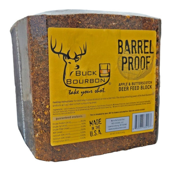 Buck Bourbon Barrel Proof Apple & Butterscotch Attractant Deer Feed Block 25 lb.