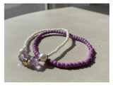 Handmade Purple and White Beaded Bracelets with Faux Pearls, Teen Jewelry