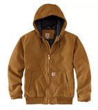 Carhartt 104050-BLK Loose Fit Washed Duck Insulated Men's Hooded Jacket - XL