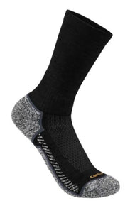 Carhartt Men's Force Midweight Crew Socks XL, Shoe Sizes 12-15, Black, 3-Pack