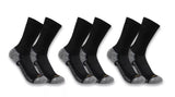 Carhartt Men's Force Midweight Crew Socks XL, Shoe Sizes 12-15, Black, 3-Pack