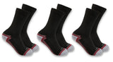 Carhartt SC6423WBLK-M Women's Force Performance Crew Work Socks 9-11 Black 3Pair