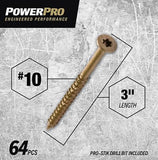 Hillman 116847 Power Pro One Bronze Multi-Material Screws #10 x 3", 64-Pack