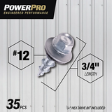 Hillman 117954 Silver Self-Piercing Metal-to-OSB Roofing Screws #12-14 x 3/4", 35-pcs