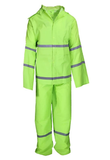 Blue Mountain Unisex Polyester Hi Vis Green Rainsuit Jacket and Bib Set, Large