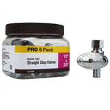 1/2 in. Chrome-Plated Brass PEX Barb x 3/8 in. Compression Quarter-Turn Straight Stop Valve Pro Pack (6-Pack)