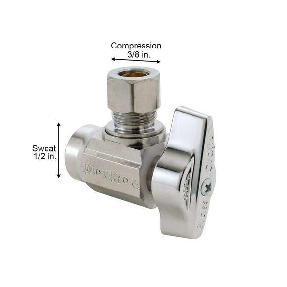 1/2 in. Sweat Inlet x 3/8 in. Compression Outlet 1/4-Turn Angle Ball Valve