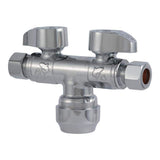 1/2 in. Push to Connect x 3/8 in. O.D. Compression x 3/8 in. O.D. Compression Dual Stop Valve
