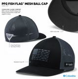 Columbia Sportswear 1836811010 PFG Mesh Fish Flag Ball Cap- Black, Size L/XL