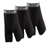 Columbia RCU3001CUBK1L Men's Performance Poly Boxer Briefs 3-Pack- Black,Small