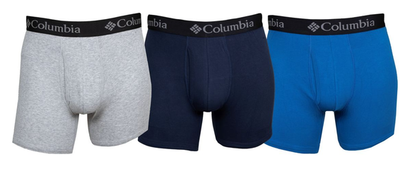 Columbia RCU3220CUAS1L Men's Cotton Stretch Boxer Briefs 3-Pack, Assorted, Small