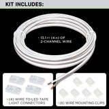 13 ft. White Connector Cord LED Strip Light Accessory Pack (4 Wire-to-Tape Connectors, 6 Wire Mounting Clips)