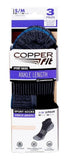 Copper Fit CFSSBKLXL Unisex Sport Socks Ankle Length S/M Black 3-Pair