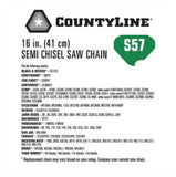 CountyLine 15057TSC Semi Chisel Chainsaw Chain 16 in. 57 Drive Link