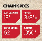 CountyLine 18 in. Chainsaw Guide Bar and Saw Chain Combo- 62 Drive Link