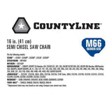 CountyLine 25066NKTSC Semi Chisel Chainsaw Chain - 16 in. 66 Drive Link