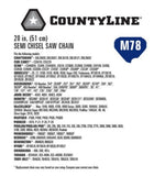 CountyLine 25078TSC M78 Link Semi Chisel Chainsaw Chain - 20 in. 78 Drive Link
