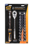 GearWrench GWXSCBMTS12 Chrome 1/2" Drive Metric/SAE Socket Wrench Set, 27 pc.
