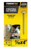 Hillman 47871 Power Pro Star Drive Structural Lag Screws 5/16"x 4", 40-Pcs
