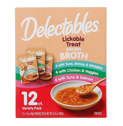 Delectables 3270012960 Lickable Broths 12 Pouch Variety Pack 1.4 oz. Cat Treats