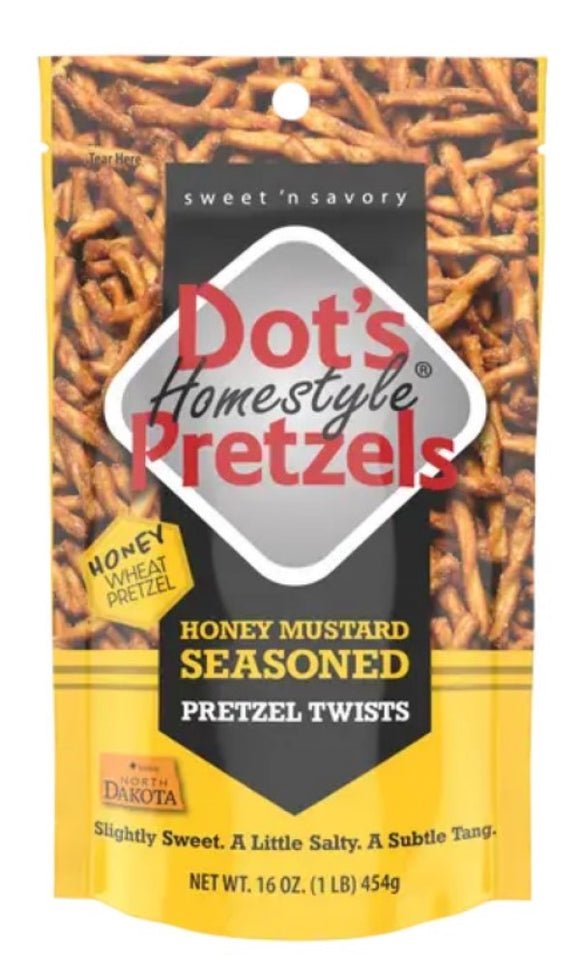 Dot's Pretzels 57216 Homestyle Honey Wheat Mustard Pretzel Twist 16 oz.