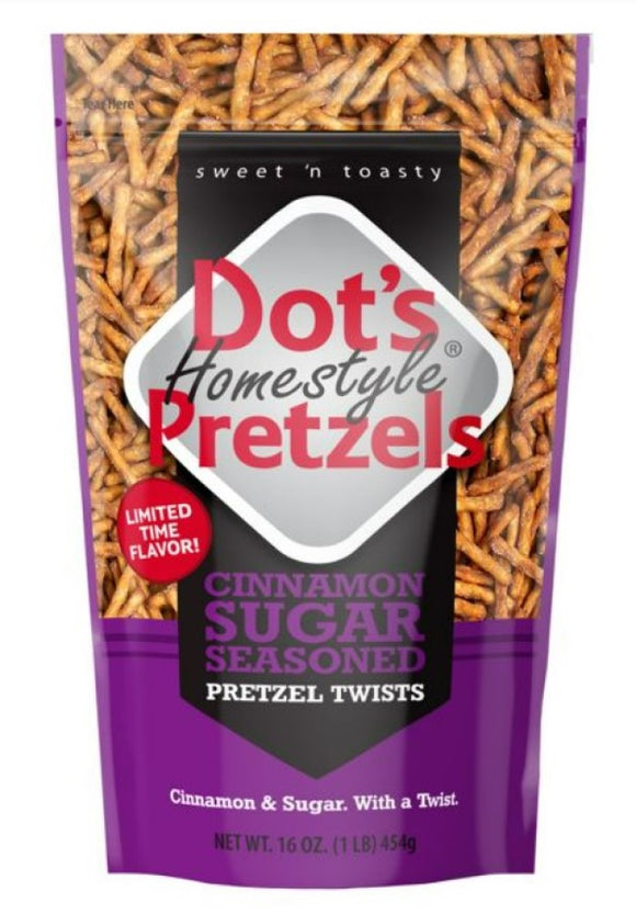 Dot's 71928 Homestyle Pretzels Cinnamon Sugar Seasoned Pretzel Twist 16 oz.