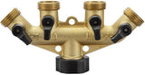 GroundWork DRG2021110 Brass Manifold with Shutoff 4 Way 3/4 Inch