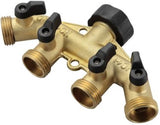 GroundWork DRG2021110 Brass Manifold with Shutoff 4 Way 3/4 Inch