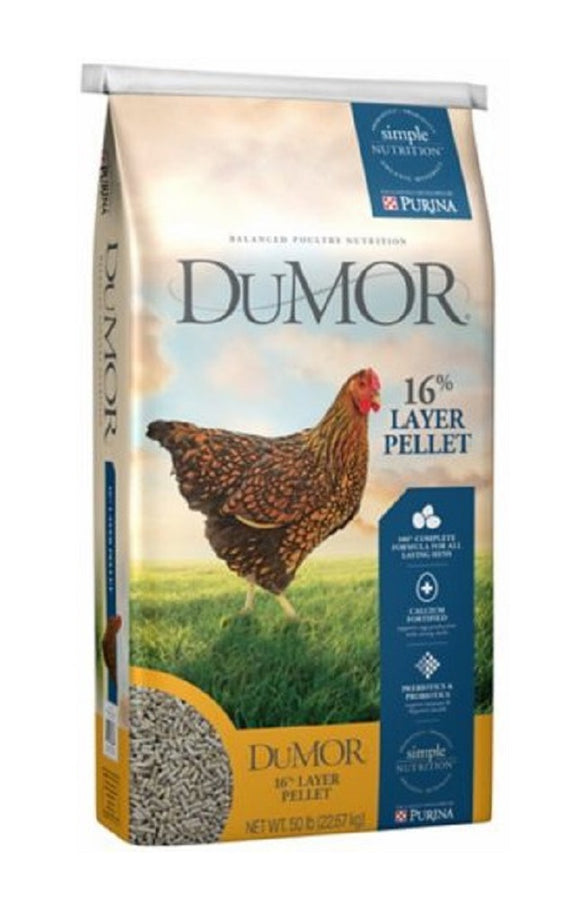 DuMOR 3006319-206 16% Layer Pelleted Chicken Feed, Calcium Fortified, 50 lb. Bag