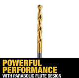 DeWALT DW1324 G Heavy-Duty 135 Split Point Tip Titanium Drill Bit, 3/8 in.