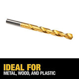 DeWALT DW1324 G Heavy-Duty 135 Split Point Tip Titanium Drill Bit, 3/8 in.