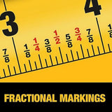 DeWALT DWHT38116S Atomic Compact Fractional Markings Tape Measure, 1 1/4" x 16'