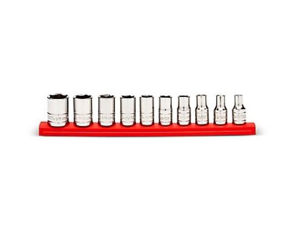 JobSmart JS202406 Chrome Alloy 1/4 Drive SAE Shallow Socket Set, 10-Pi ...