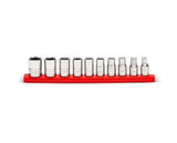JobSmart JS202406 Chrome Alloy 1/4 Drive SAE Shallow Socket Set, 10-Piece