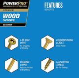 Hillman 967794 Power Pro Premium Exterior Wood Screws #9 x 3", 1000-Pack